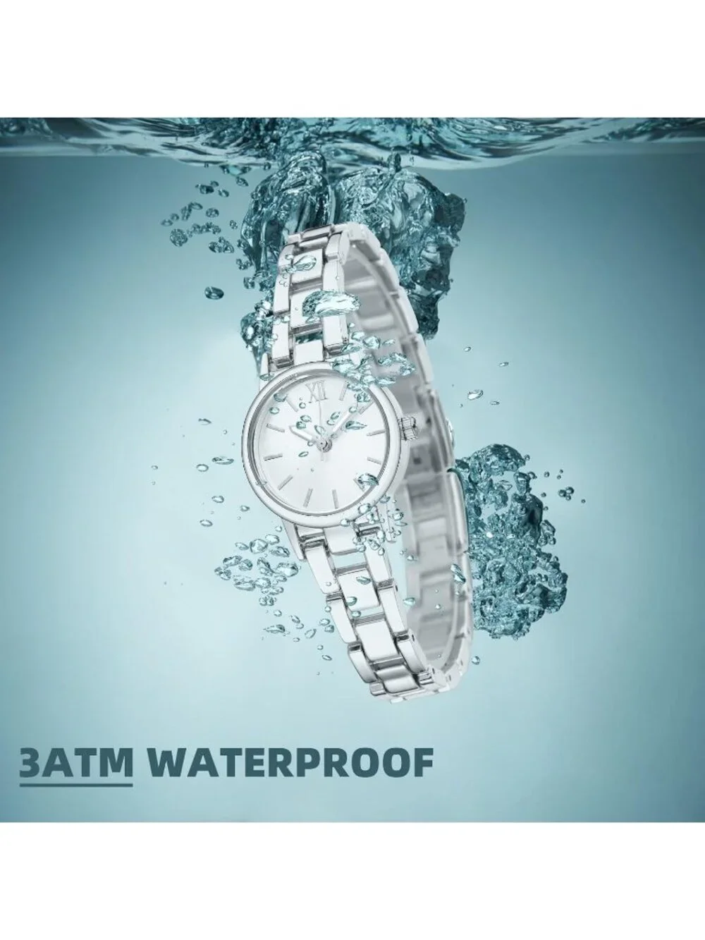 Women's Silver Analog Quartz Alloy Strap Daily Waterproof Exquisite Wrist Watch